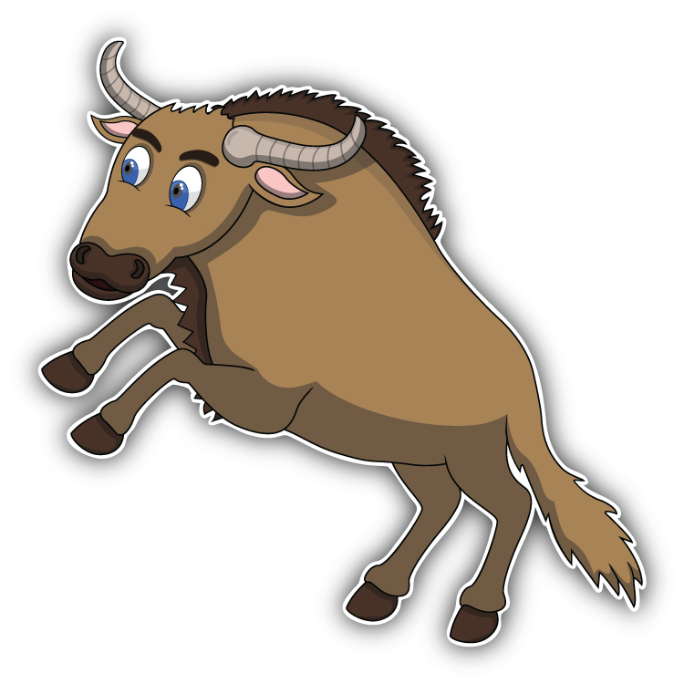 Wildebeest Cartoon Animal Car Bumper Sticker Decal - Afbeelding 1 van 1