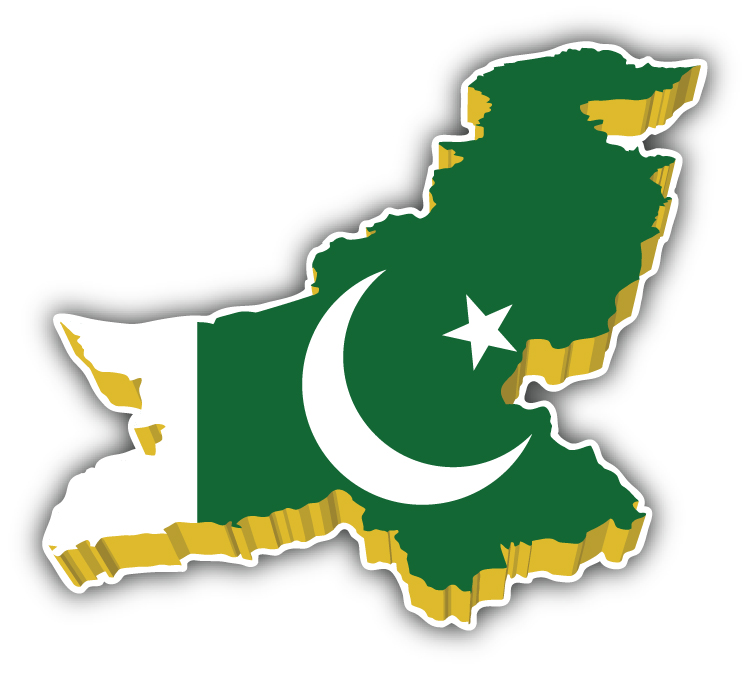 Pakistan 3d Map Flag Car Bumper Sticker Decal - Afbeelding 1 van 1