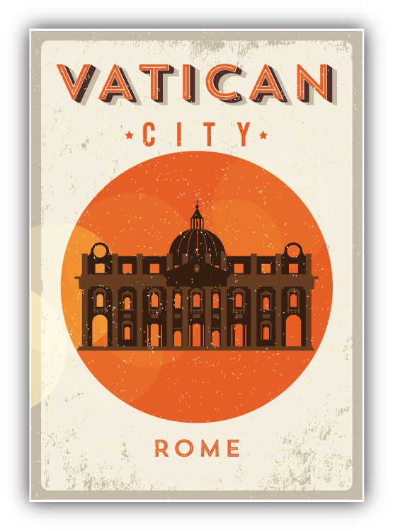 Vatican Rome Vintage Travel Car Bumper Sticker Decal - Afbeelding 1 van 1
