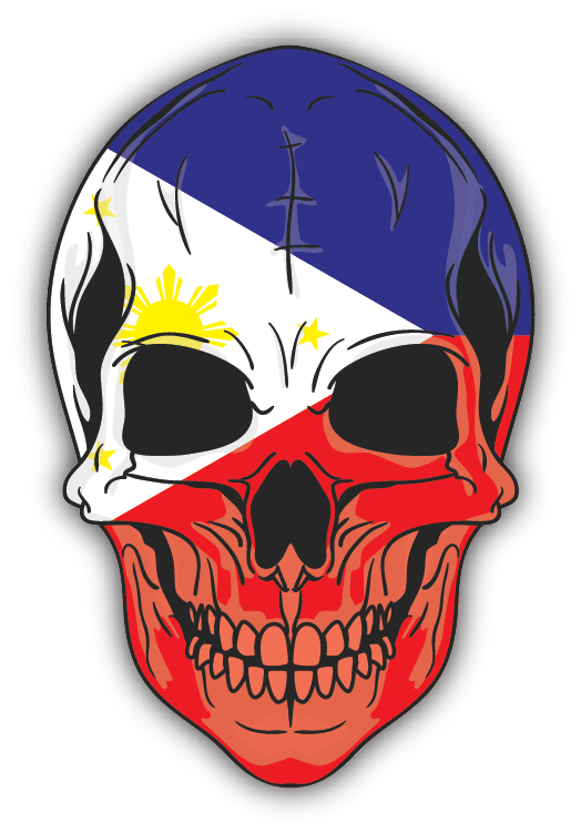 Skull Flag Philippines Car Bumper Sticker Decal - Picture 1 of 1